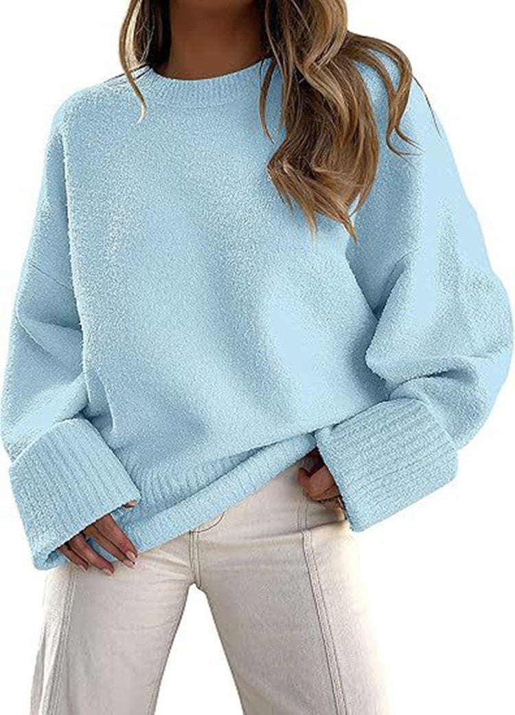 Women's Fluffy Oversized Pullover with Wide Cuffs