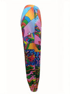 Women's Casual Graphic Print Pants with Elastic Waist