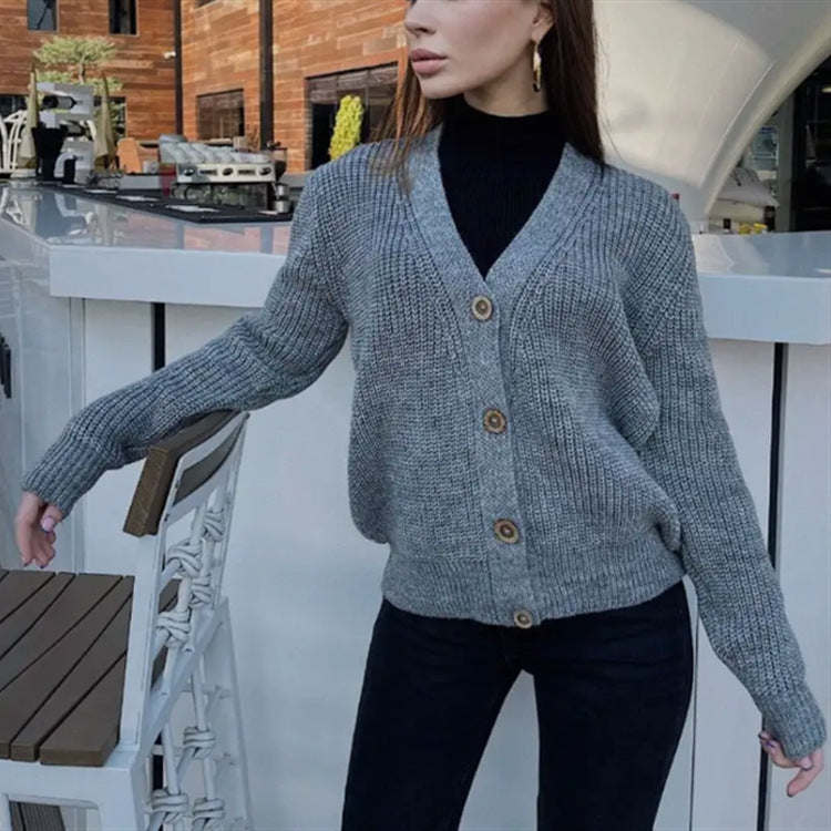 Women's Chunky Knit Cardigan with Buttons