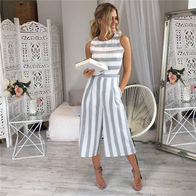 Women's Jumpsuit with Elegant Stripes and Fitted Cut