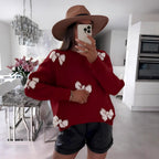 Women's Cozy Sweater with Modern Heart Design and Soft Knit
