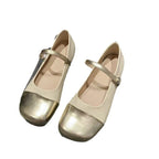 Women's Ballet Flats with Strap and Metallic Toe Cap