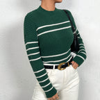 Women's Knit Sweater with Stylish Stripe Pattern