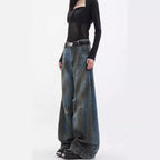 Women's Extra-Wide Leg Jeans with Distressed Details