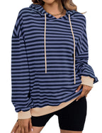 Women's Striped Hoodie with Kangaroo Pocket