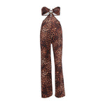 Women's Jumpsuit with Leopard Print and Refined Back Cutout