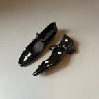 Women's Ballet Flats with Floral Embellishments and Patent Finish