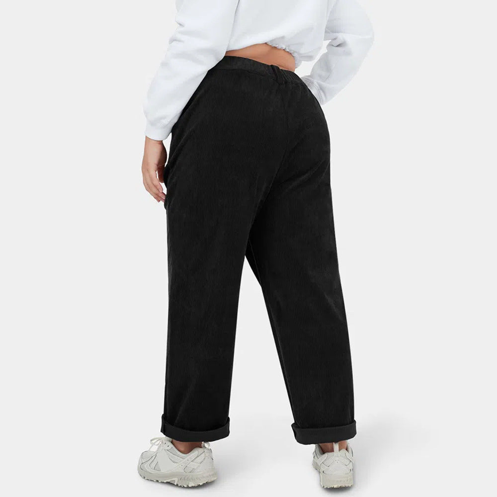 Women's Wide-Leg Corduroy Pants with Pleats
