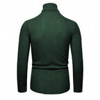Elegant Knit Sweater with High Collar and Fine Ribbed Texture