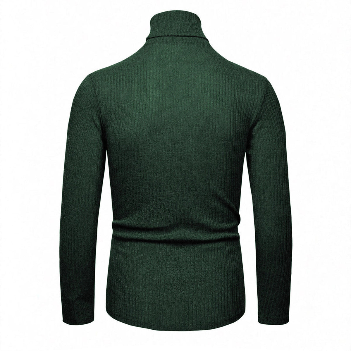 Elegant Knit Sweater with High Collar and Fine Ribbed Texture