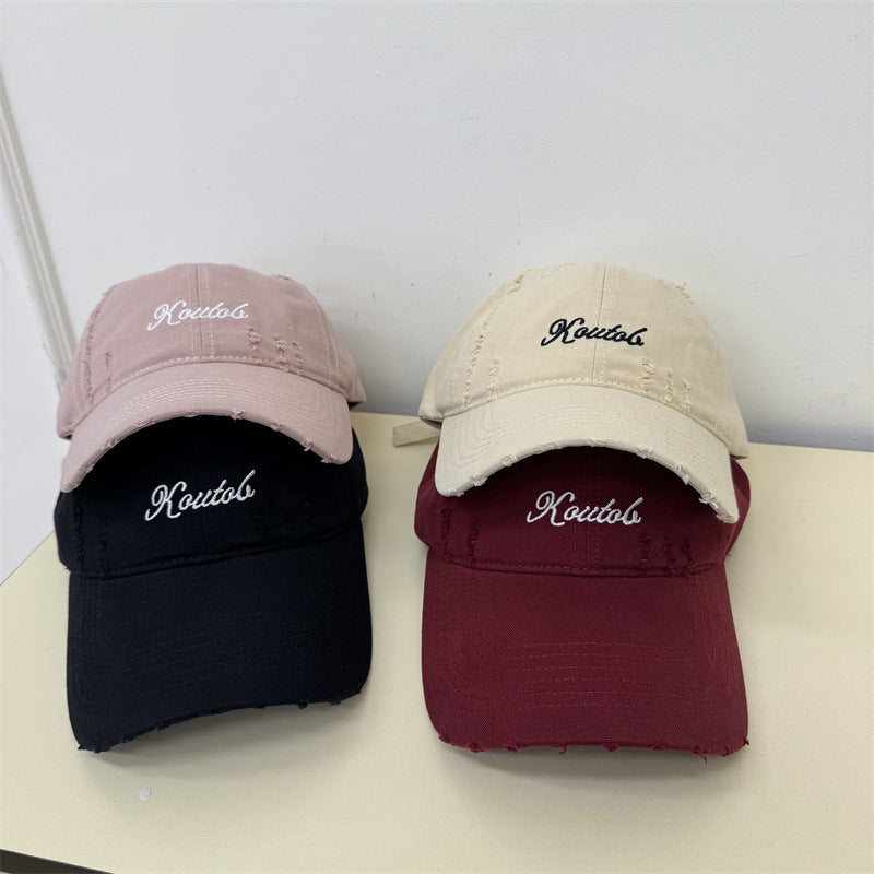 Men's Distressed Cotton Baseball Cap