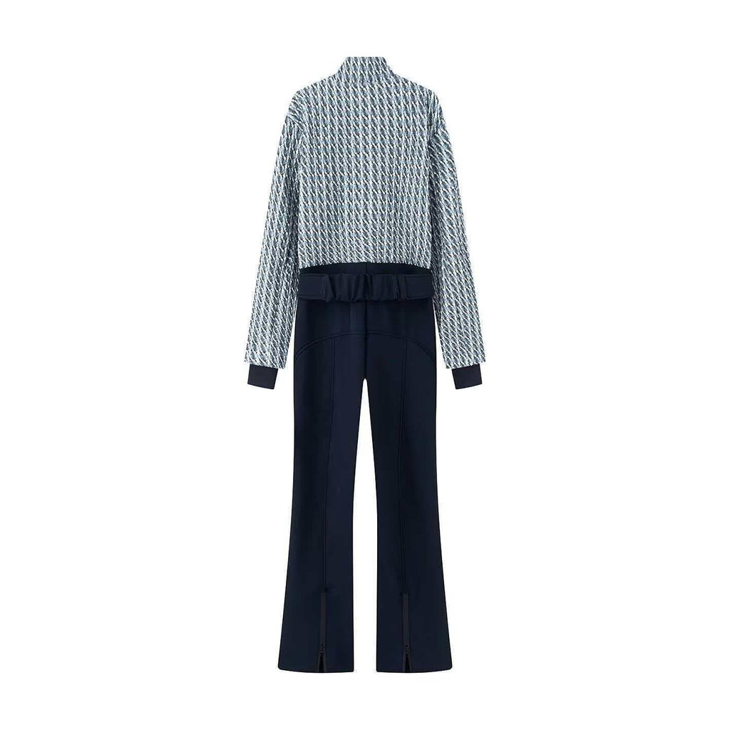 Women's Bouclé Blouson and High-Waist Flare Pants Set