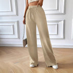 Women's Flowy Palazzo Pants with Elastic Waist and Drawstring