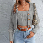 Women's Knit Set with Cardigan and Crop Top