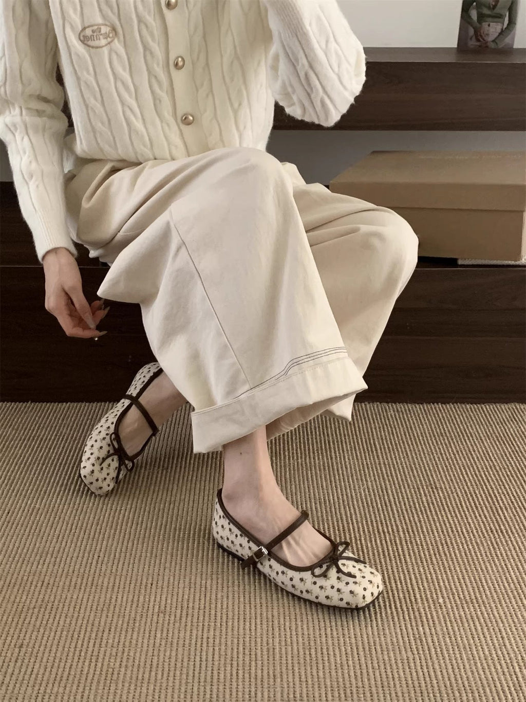 Women's Ballet Flats with Bow Accent and Comfortable Footbed