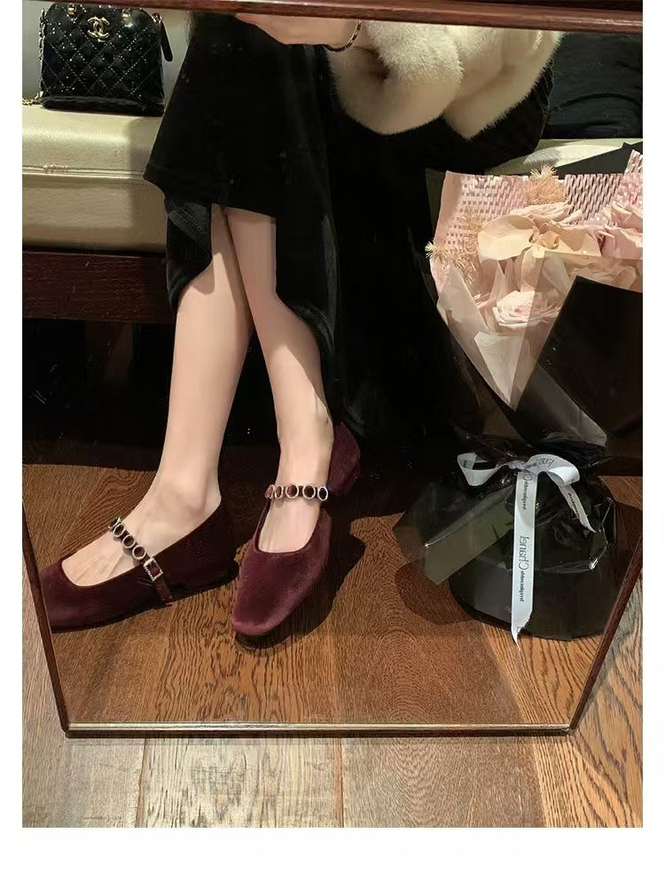 Women's Ballet Flats with Strap and Embellishments