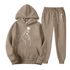 Women's Jogging Suit with Creative Heart Motif and Comfortable Fit