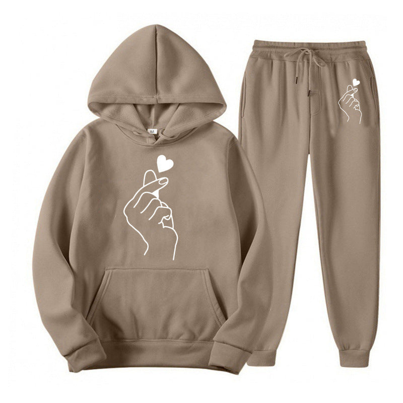 Women's Jogging Suit with Creative Heart Motif and Comfortable Fit