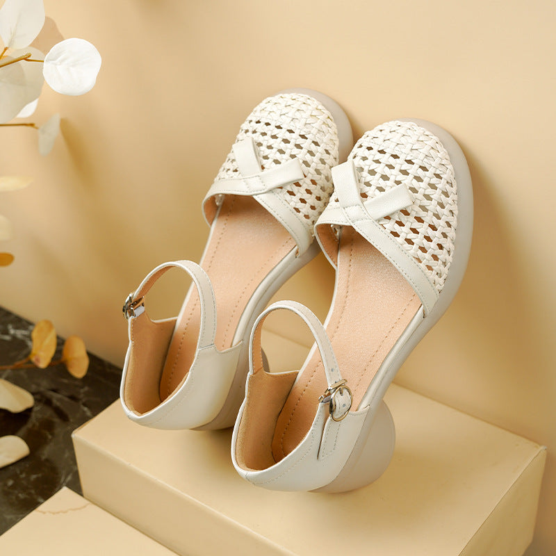 Women's Ballet Flats with Elegant Strap and Braided Design