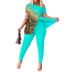 One-Sided Off-Shoulder Animal Print Jumpsuit