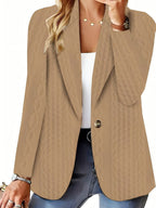 Elegant Knit Blazer Jacket with Cable Pattern