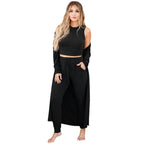 Women's Cozy Lounge Set with Longer Cardigan and Elastic Waistband