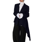 Women's Elegant Tailored Blazer with Asymmetric Cut and Belt