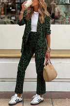 Women's Elegant Leopard Print Suit Set