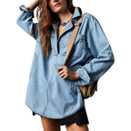 Women's Denim Shirt with Detailed Stitching