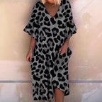 Women's Sleeveless Kaftan Dress in Leopard Print