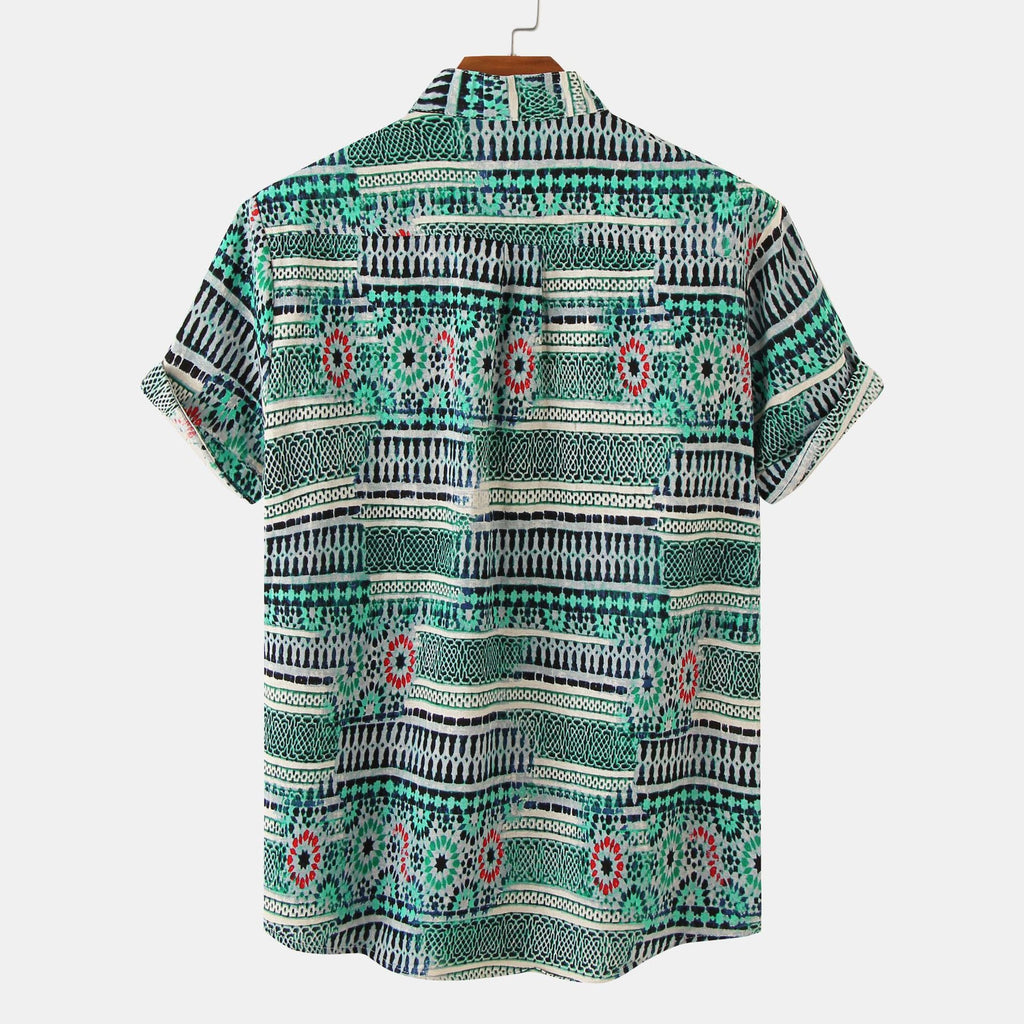 Women's Short-Sleeve Shirt with Geometric Pattern