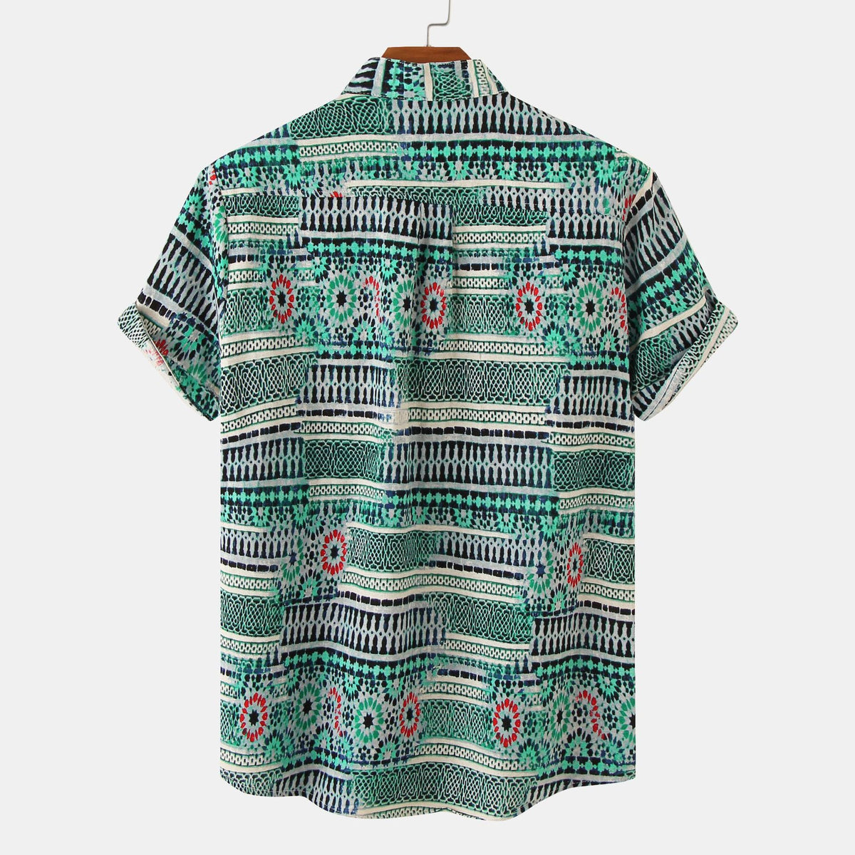 Women's Short-Sleeve Shirt with Geometric Pattern