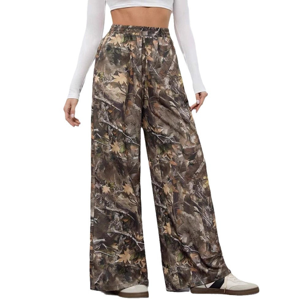 Women's Casual Palazzo Pants in Modern Camouflage