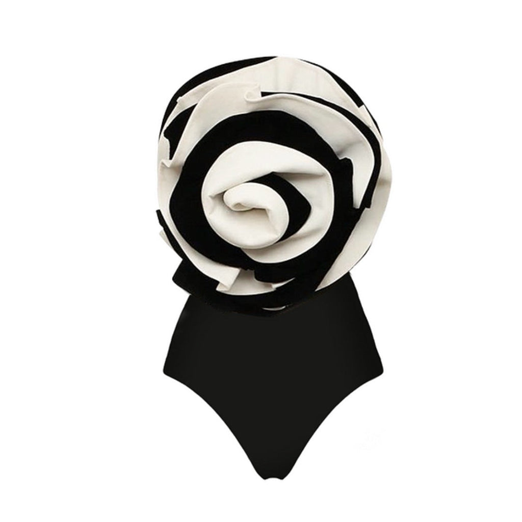 Women's Swimsuit with Decorative Rose Motif