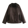 Faux Leather Jacket with Collar