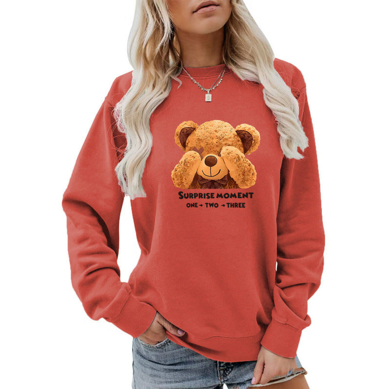 Women's Casual Sweater with Bear Motif