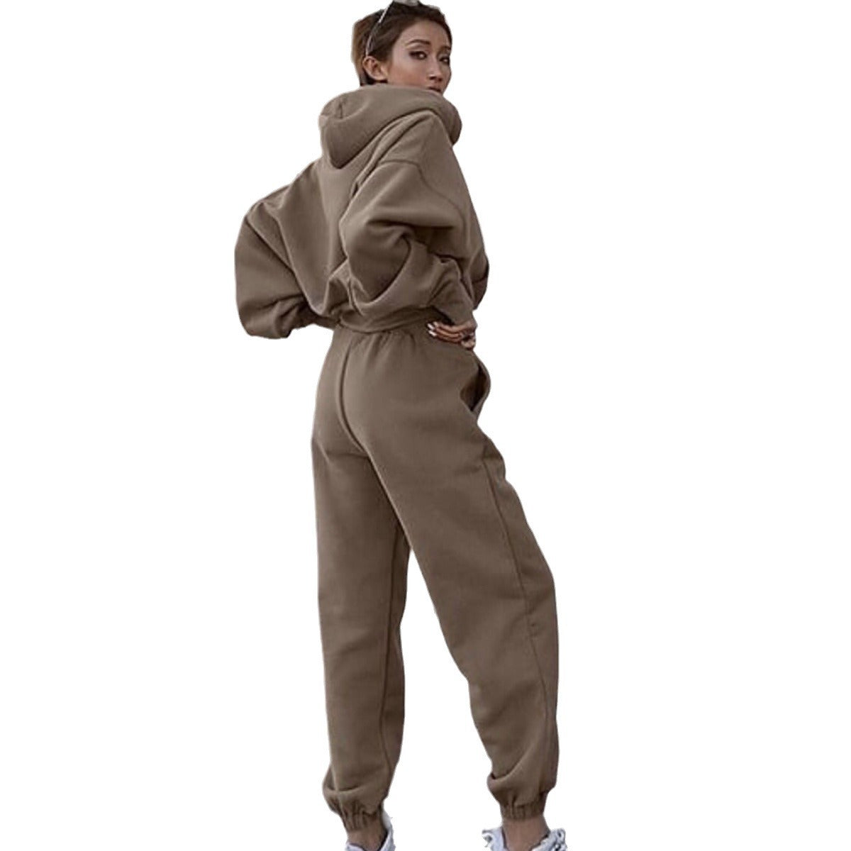 Women's Cozy Cropped Hoodie and High-Waisted Jogger Set