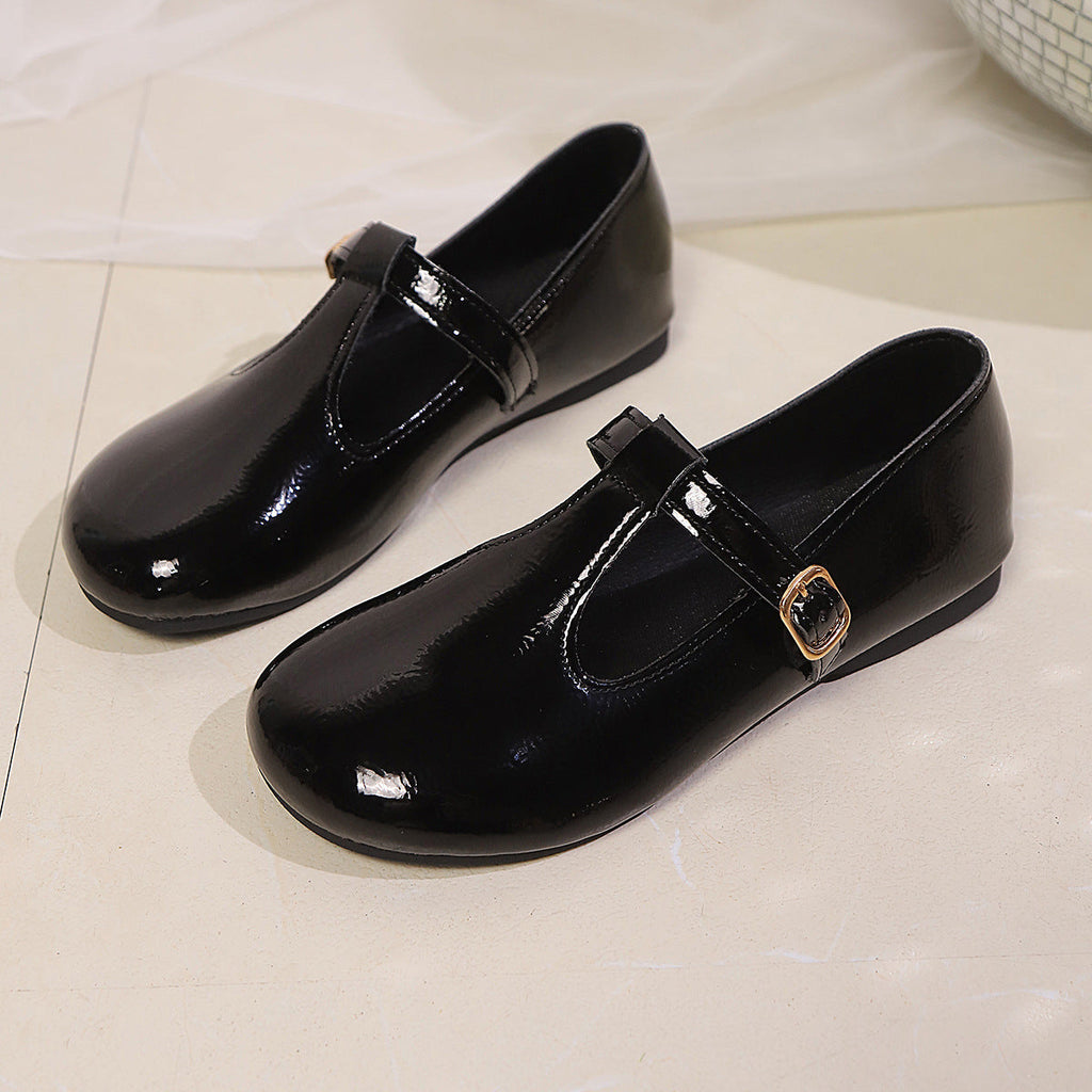 Women's Ballet Flats with Elegant Strap and Shimmering Detail