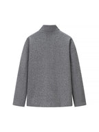 Elegant Women's Winter Jacket with Double-Breasted Button Front and Stand-Up Collar