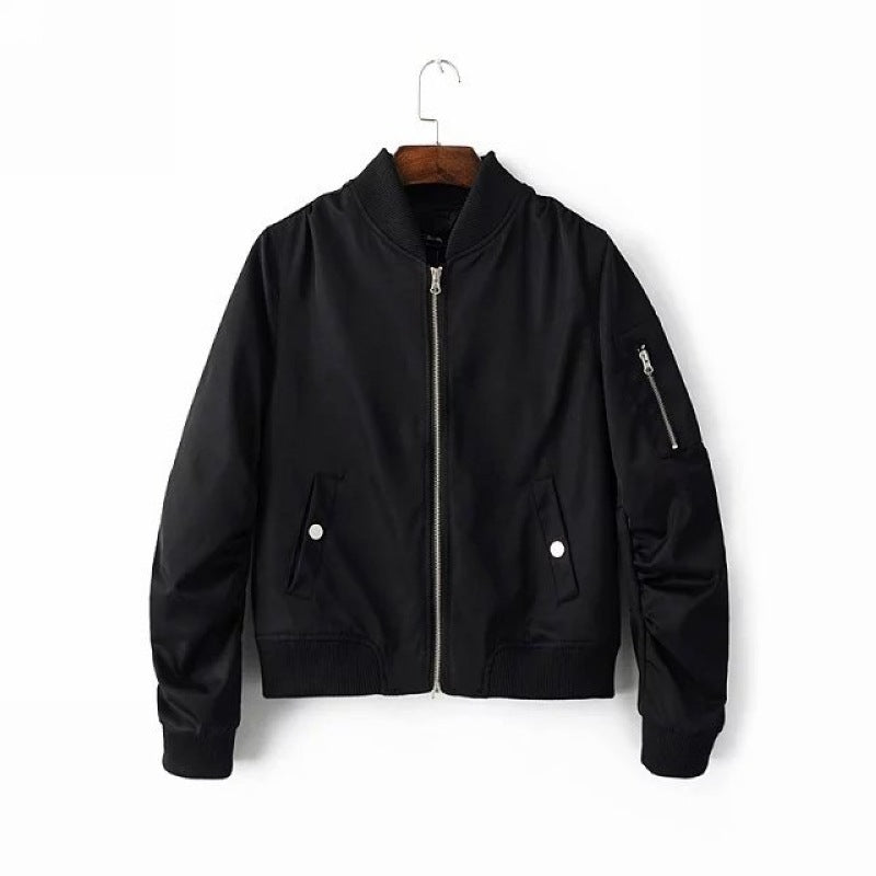 Women's Bomber Jacket with Practical Pockets and Sporty Cut