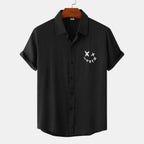 Women's Short-Sleeve Shirt with Creative Print and Loose Fit