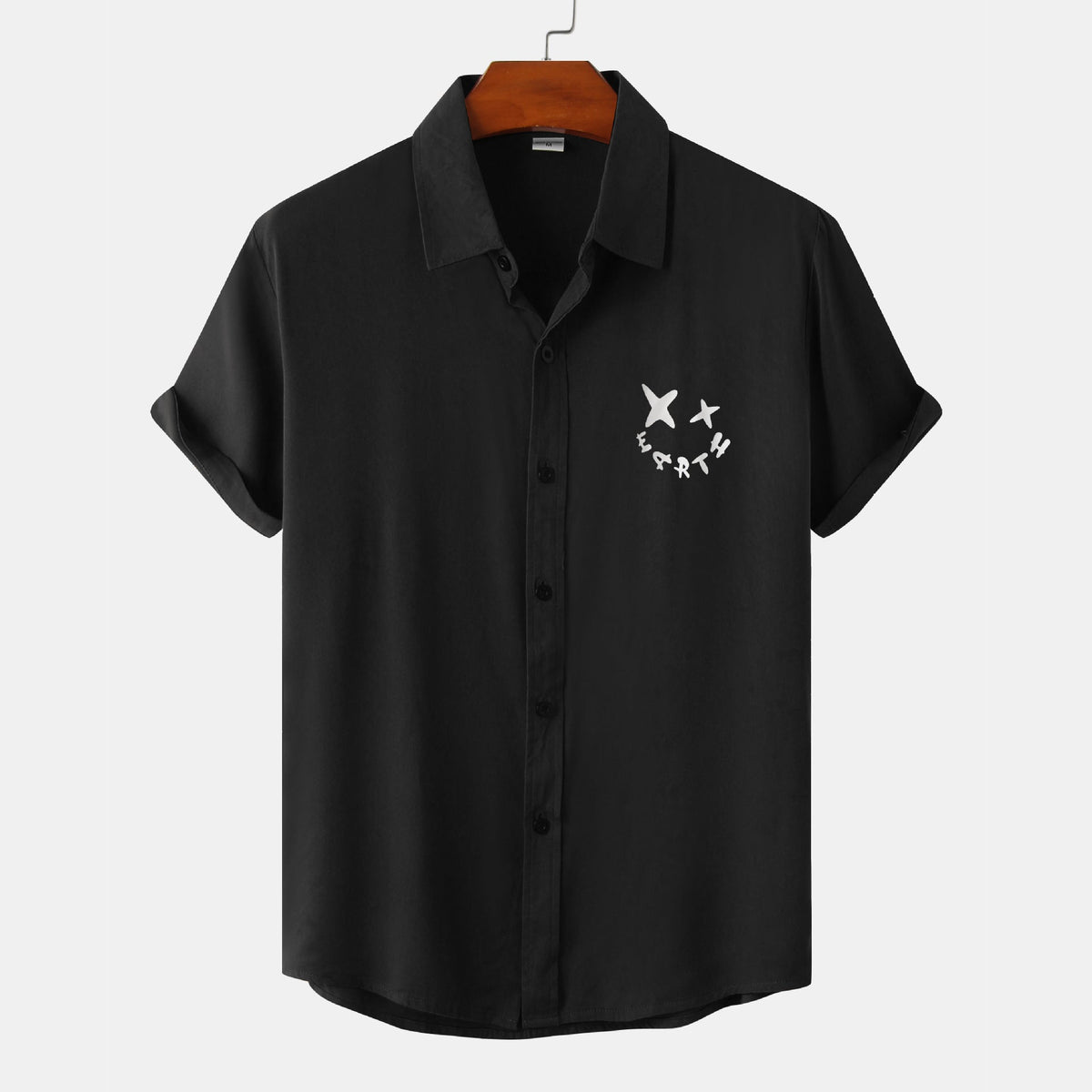 Women's Short-Sleeve Shirt with Creative Print and Loose Fit