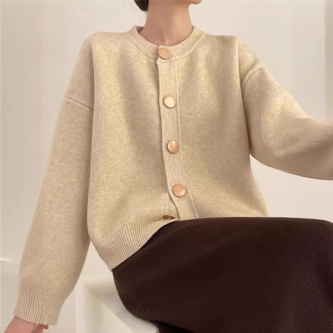 Women's Cozy Knit Cardigan with Button Detail