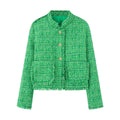 Women's Elegant Textured Short Jacket with Gold Buttons