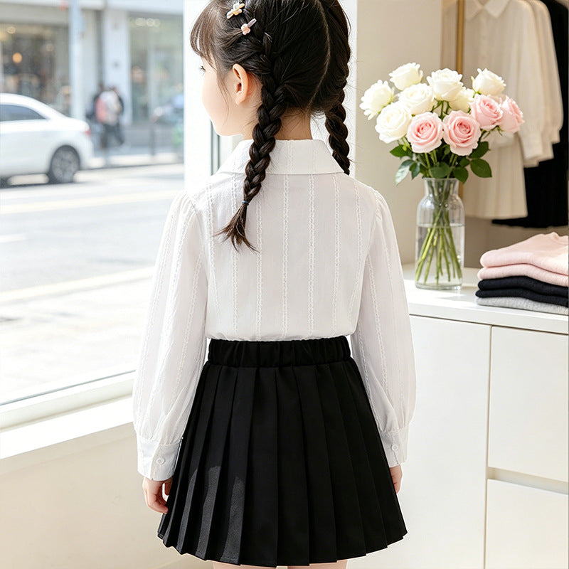 Women's Blouse with Ruffle Details and Fine Embroidery