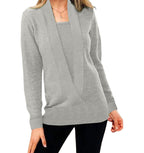 Women's Elegant V-Neck Sweater with Textured Design