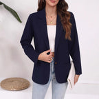Women's Elegant Blazer with Timeless Cut and Practical Pockets