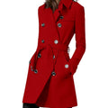 Women's Hooded Coat with Belt and Double-Breasted Button Placket