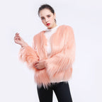 Women's Cozy Faux Fur Open-Front Long-Sleeve Coat