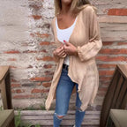 Women's Long Cardigan in Lightweight Textured Fabric